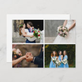 4枚の写真コラージュシンプルモダンの結婚感謝 案内ポストカード (正面/裏面)