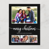 4枚の写真コラージュメリークリスマスモダンブラック ポストカード (正面)
