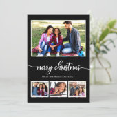 4枚の写真コラージュメリークリスマスモダンブラック 招待状 (スタンド正面)