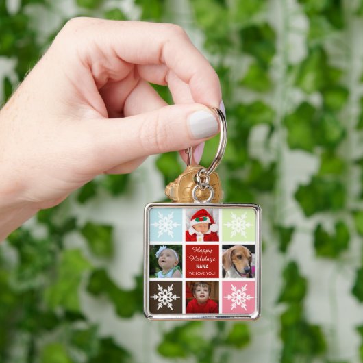 4枚の写真コラージュモダンキーチェーン キーホルダー (手)