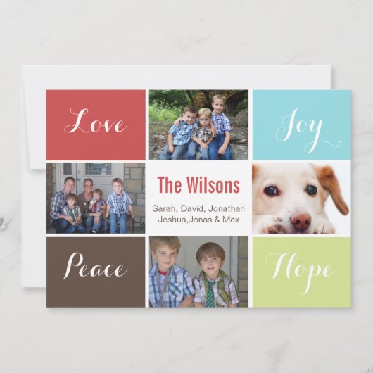 4枚の写真コラージュモダンホリデーフラットカード シーズンカード (正面)