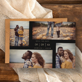 4枚の写真コラージュモダンミニマ結婚リスト セーブザデート