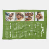 4枚の写真コラージュ付き2027年カレンダー - グリーン キッチンタオル (横)