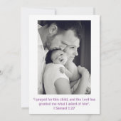 4枚の写真コラージュ白/ピンク – 出産発表 案内状 (裏面)