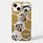 4枚の写真コラージュ - ゴールドの六角形パターン Case-Mate iPhoneケース (裏面)