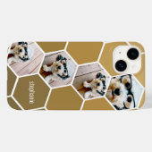 4枚の写真コラージュ - ゴールドの六角形パターン Case-Mate iPhoneケース (裏面 (横))