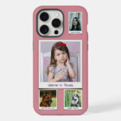 4枚の写真コラージュ ダスティピンク iPhoneケース (裏面)