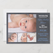 4枚の写真コラージュ·チャルクボード-誕生の告知 案内状 (正面)