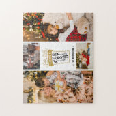 4枚の写真コラージュ メリークリスマス ギフト 名前入り ジグソーパズル (縦)