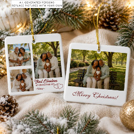 4枚の写真コラージュ 初めての祖父母としてのクリスマス  セラミックオーナメント