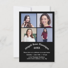 4枚の写真コラージュ- 3x5卒業発表 招待状