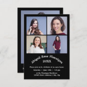 4枚の写真コラージュ- 3x5卒業発表 招待状 (正面/裏面)