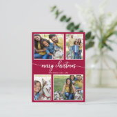 4枚の写真シンプルコラージホリデーメリークリスマス ポストカード (スタンド正面)