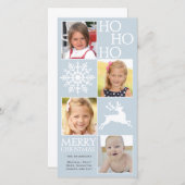 4枚の写真スノーフレーク・トナカイ・クリスマス シーズンカード (正面/裏面)