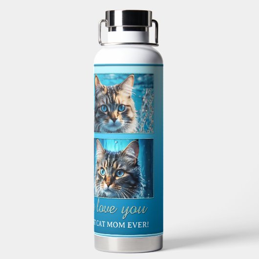 4枚の写真ターコイズ青 ウォーターボトル (背面)