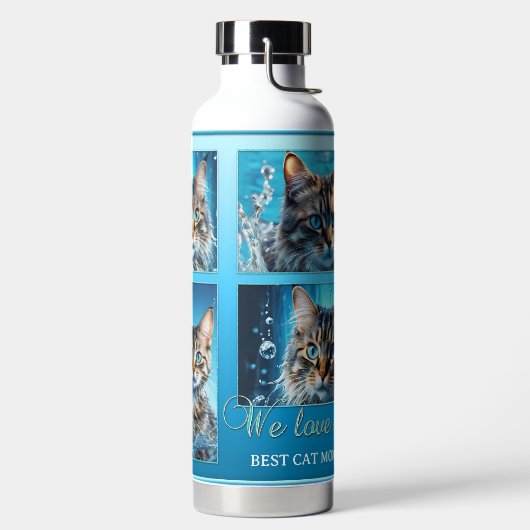 4枚の写真ターコイズ青 ウォーターボトル (左面)