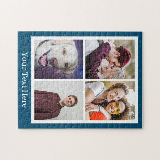 4枚の写真ネイビーブルーパズル ジグソーパズル (横)