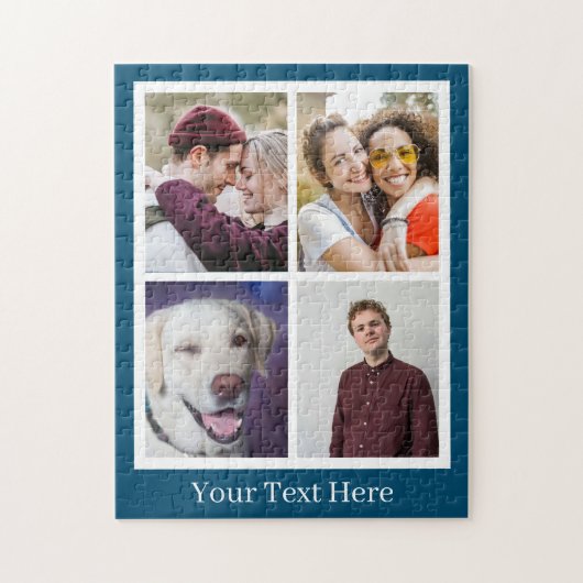 4枚の写真ネイビーブルーパズル ジグソーパズル (縦)