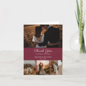 4枚の写真バラピンクロマンチックな花サンキューカード 招待状 (正面)