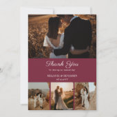 4枚の写真バラピンクロマンチックな花サンキューカード 招待状 (正面)