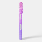 4枚の写真フェイク、つや消し紫の金属、グリッター、名前 Case-Mate iPhoneケース (裏面 / 右)