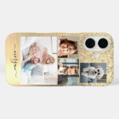 4枚の写真フェイク、つや消し金ゴールドメタル、グリッター、名前 Case-Mate iPhoneケース (裏面 (横))