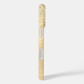 4枚の写真フェイク、つや消し金ゴールドメタル、グリッター、名前 Case-Mate iPhoneケース (裏面 / 右)