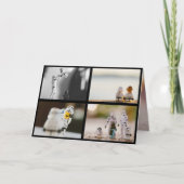 4枚の写真ブラック縁どク・クリスマスファミリー シーズンカード (正面)