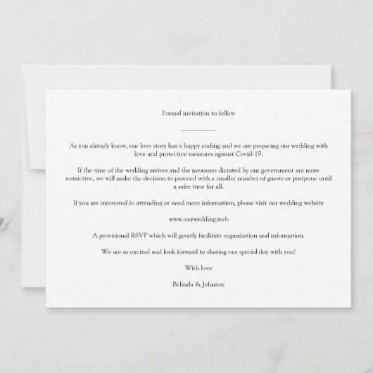 4枚の写真ホワイトシックトレンディーコラー結婚ジュのCovid19 (裏面)