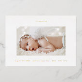 4枚の写真ミニマル金ゴールドベビーの発表 箔招待状 (正面)