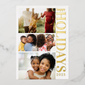 4枚の写真メリークリスマスファミリーフォイルホリデーカード 箔シーズンカード (正面)