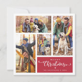 4枚の写真モダンコラージュのメリークリスマス シーズンカード (正面)