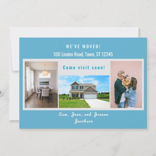 4枚の写真モダン引っ越しましたの移動のお知らせ 案内状 (正面)