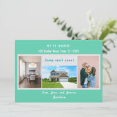 4枚の写真モダン引っ越しましたの移動のお知らせ 案内状 (スタンド正面)