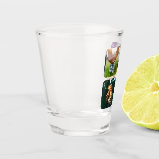 4枚の写真ラウンドショットグラステンプレート ショットグラス (左)