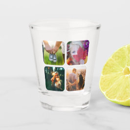 4枚の写真ラウンドショットグラステンプレート ショットグラス