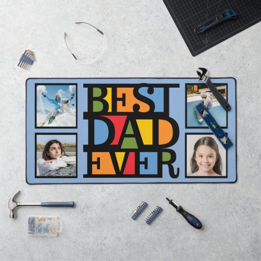 4枚の写真最高のパパ デスクマット (ワークステーション)