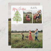 4枚の写真水彩クリスマスカード シーズンカード (正面/裏面)