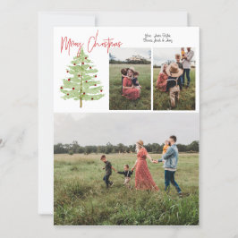 4枚の写真水彩クリスマスカード シーズンカード