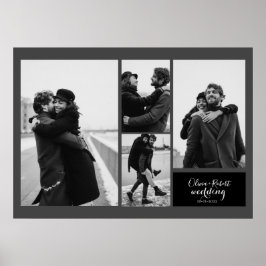 4枚の写真白黒タイポグラフィ結婚 ポスター