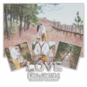 4枚の写真素朴を追加結婚する シール (正面)