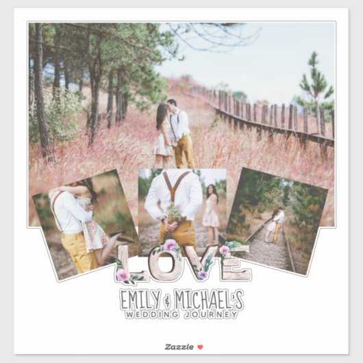 4枚の写真素朴を追加結婚する シール (シート)