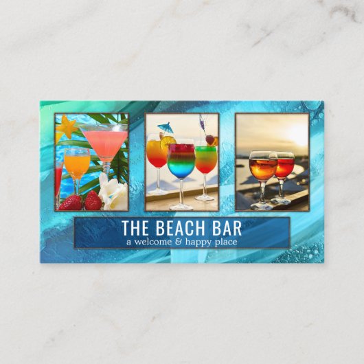 4枚の写真芸術的ターコイズビーチバー 名刺 (正面)