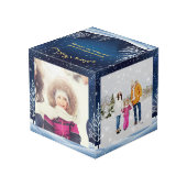 4枚の写真雪のシーンブルーナイトスカイメリークリスマス フォトキューブ (裏面アングル)