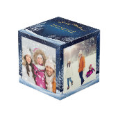 4枚の写真雪のシーンブルーナイトスカイメリークリスマス フォトキューブ (正面アングル)