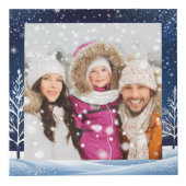 4枚の写真雪のシーンブルーナイトスカイメリークリスマス フォトキューブ (正面)