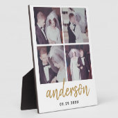 4枚の写真 ウェディング コラージュ 手書きの名前 フォトプラーク (側面)