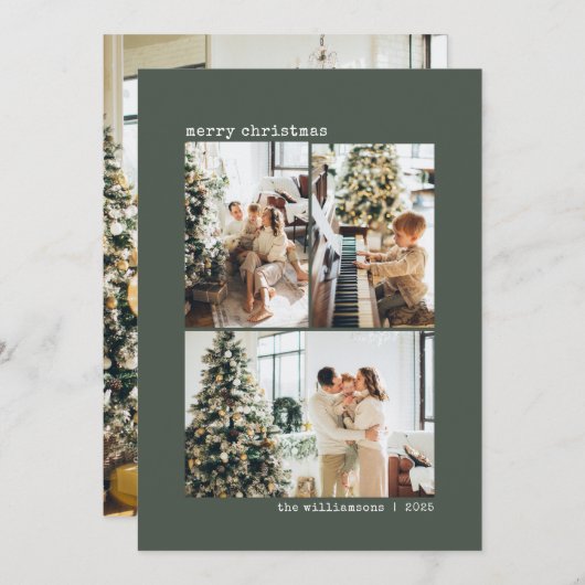 4枚の写真 タイプライター ミニマリスト サージュグリーン クリスマス (正面/裏面)