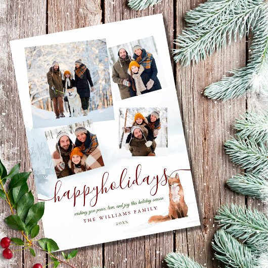 4枚の写真 ホリデーシーズン 冬の狐 クリスマス