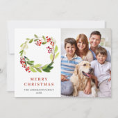 4枚の写真 ホリーベリーのリース クリスマスの挨拶 シーズンカード (正面)
